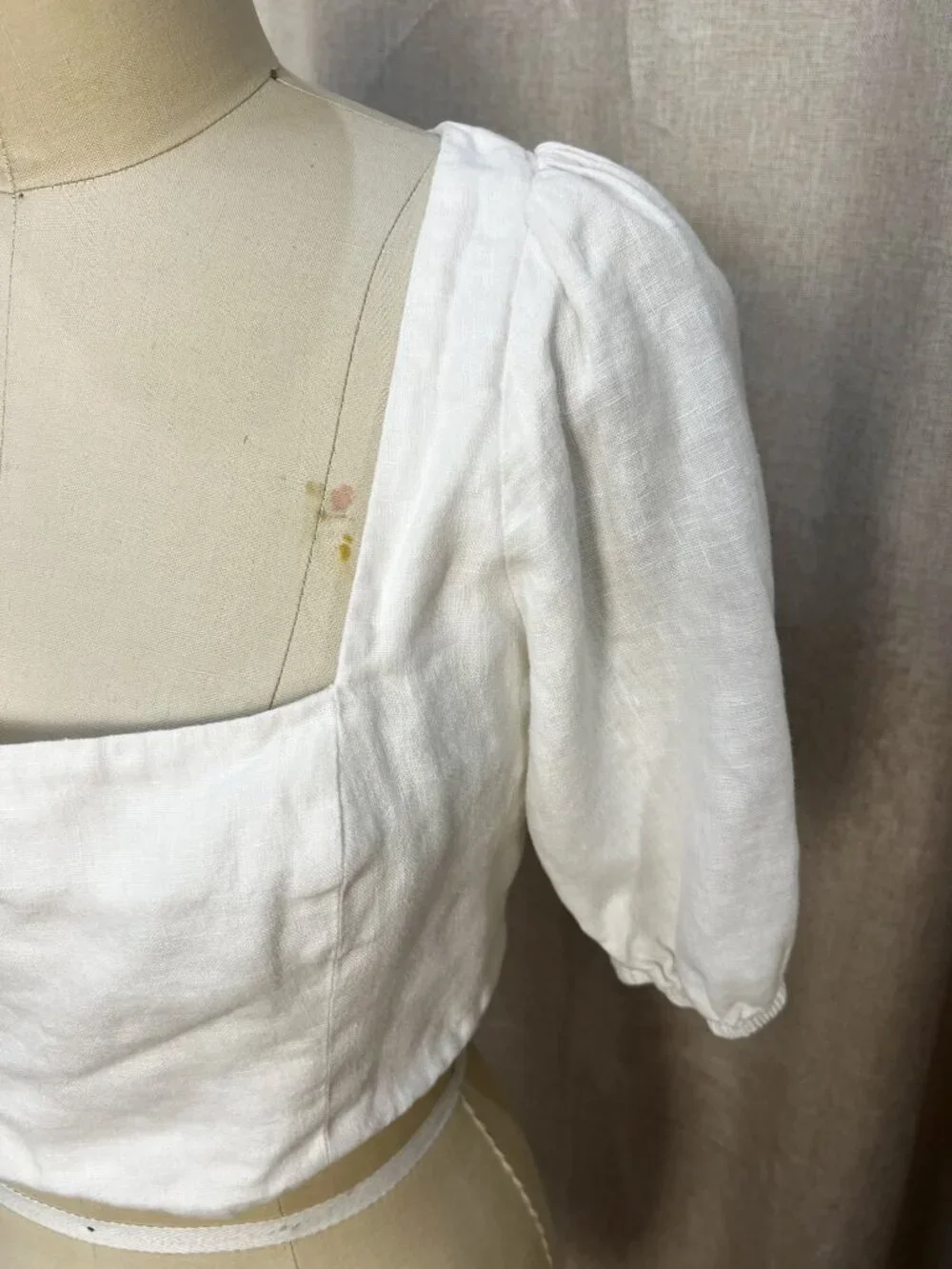 REFORMATION Yucca Linen Square Neck Crop Top Sz 10 White